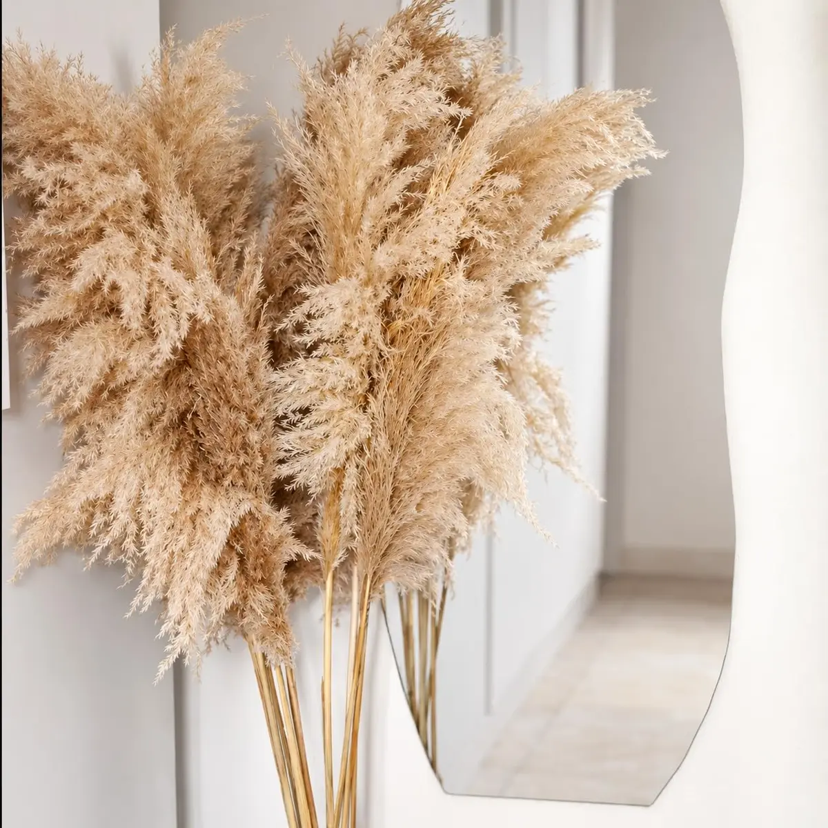 Kit 10 Capim Dos Pampas Natural Grande Dourado Decor Boho Casa Duque | 65 cm de Pluma, 95 cm de Caule, Decoração Boho Chic, Sem Manutenção, Produto Natural