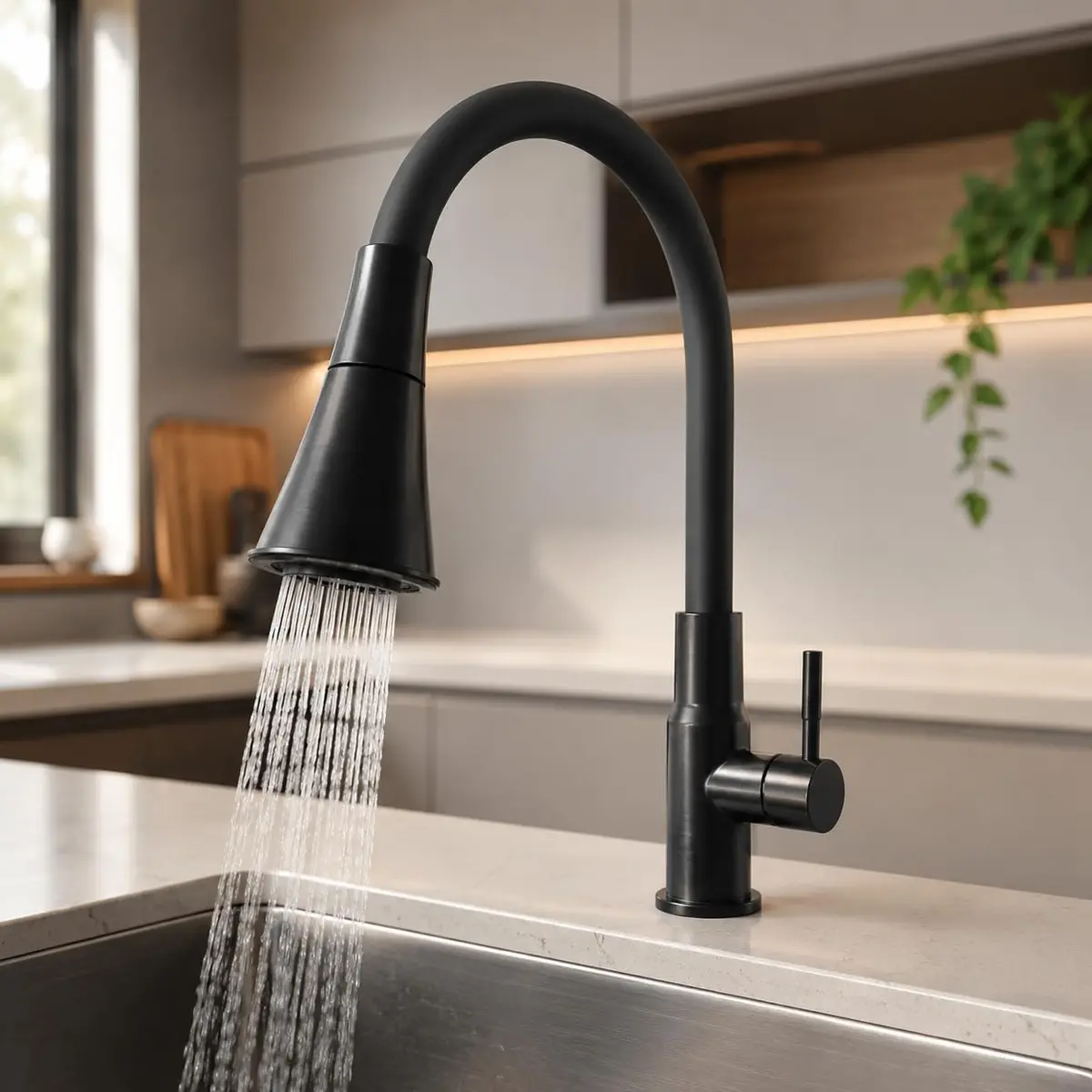 Torneira Gourmet Flexível para Pia de Cozinha, Bica Ajustável, Torneira de Bancada com Design Moderno, 40 cm de Altura, Encaixe de 2 cm, Ideal para Cozinha e Área Gourmet