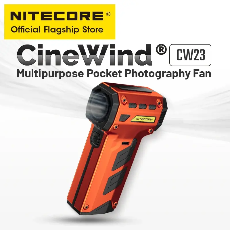 Ventilador Portátil Elétrico NITECORE CW23 Multifuncional para Fotografia, Soprador e Aspirador para Canon, Sony, Vídeos Curtos, Carro e Camping