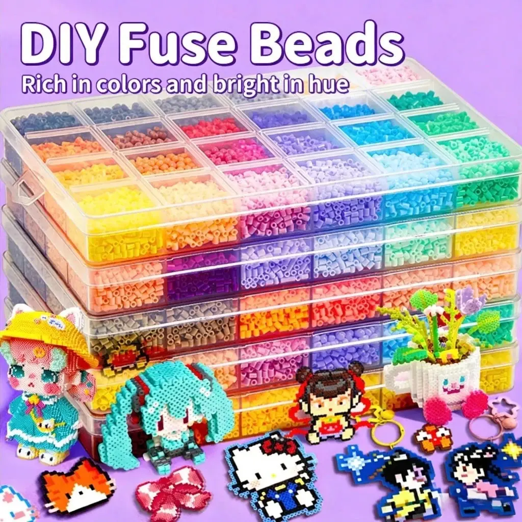 Kit 24 cores Pixel Beads, 2.6mm Com 14000pcs, Perler Berads, Hama Beads DIY Presentes para crianças Com Ferramentas