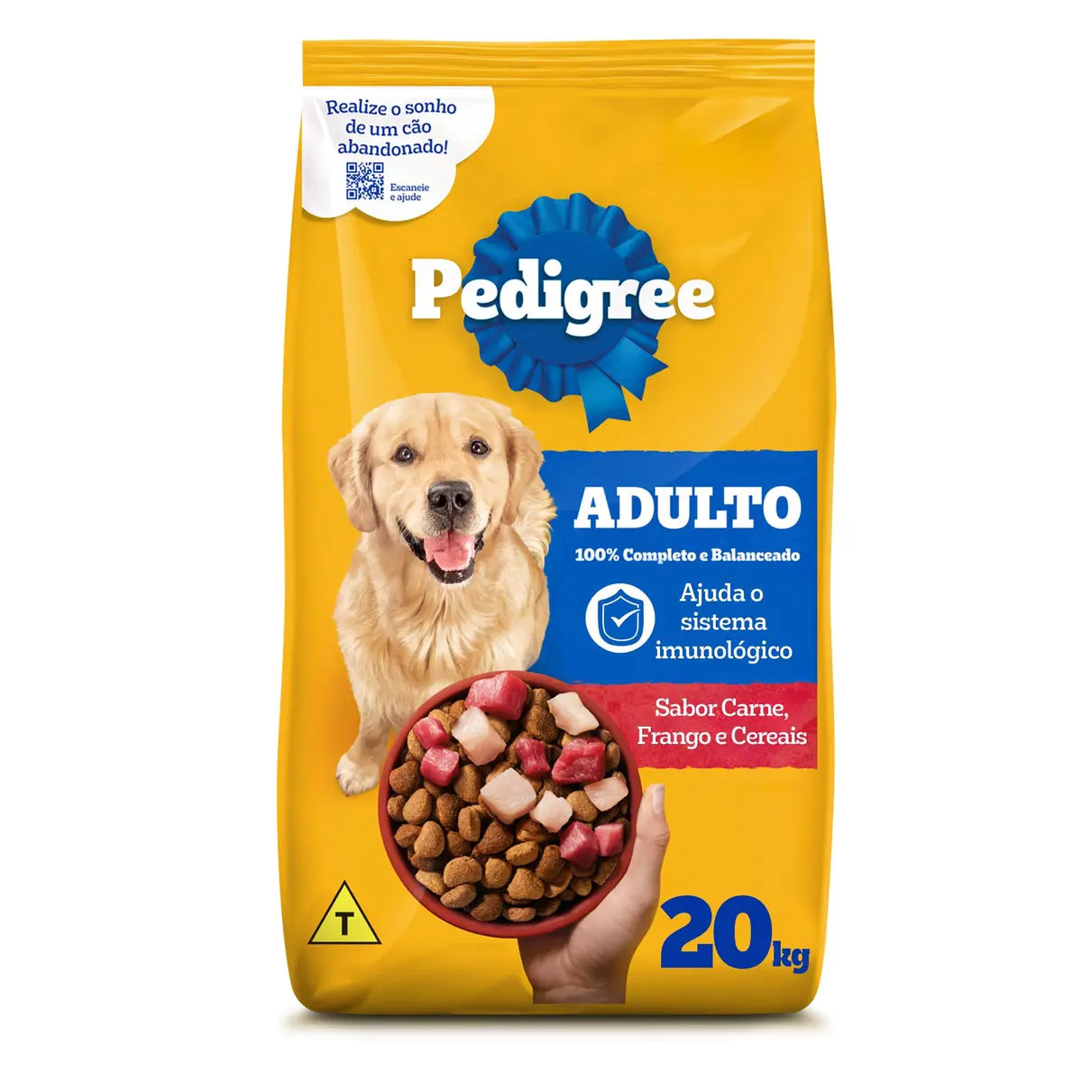 Ração Pedigree para Cães Adultos raças Médias e Grandes, Carne, Frango e Cereais, 20 kg