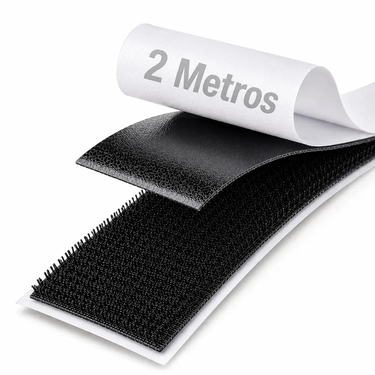 Fecho de Contato Adesivo Preto 25mm x 2 Metros Macho e Fêmea Fixa Forte
