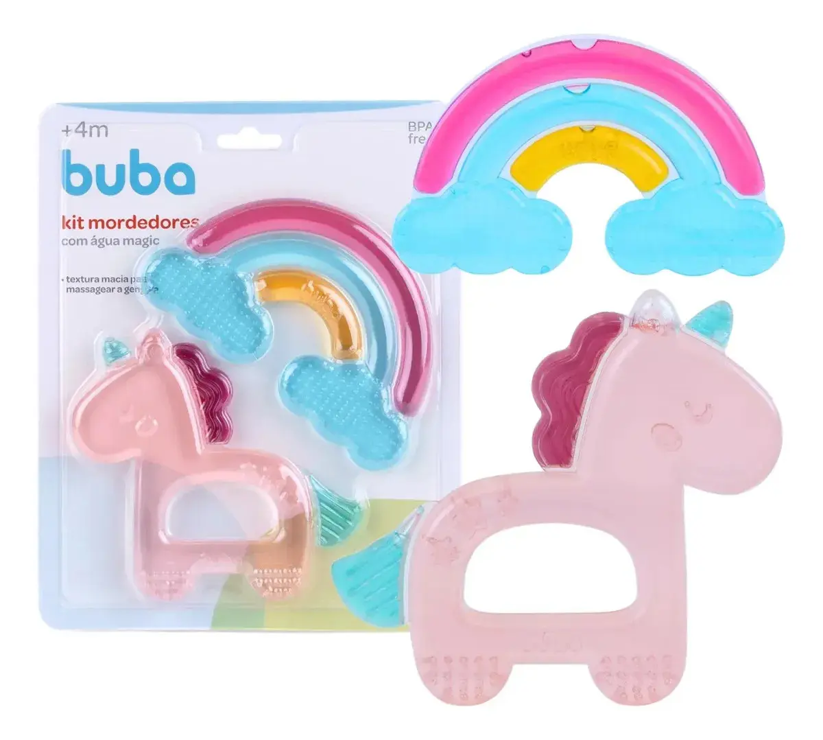Kit Mordedores Infantil Unicórnio C/ Água Magic 22675 - Buba