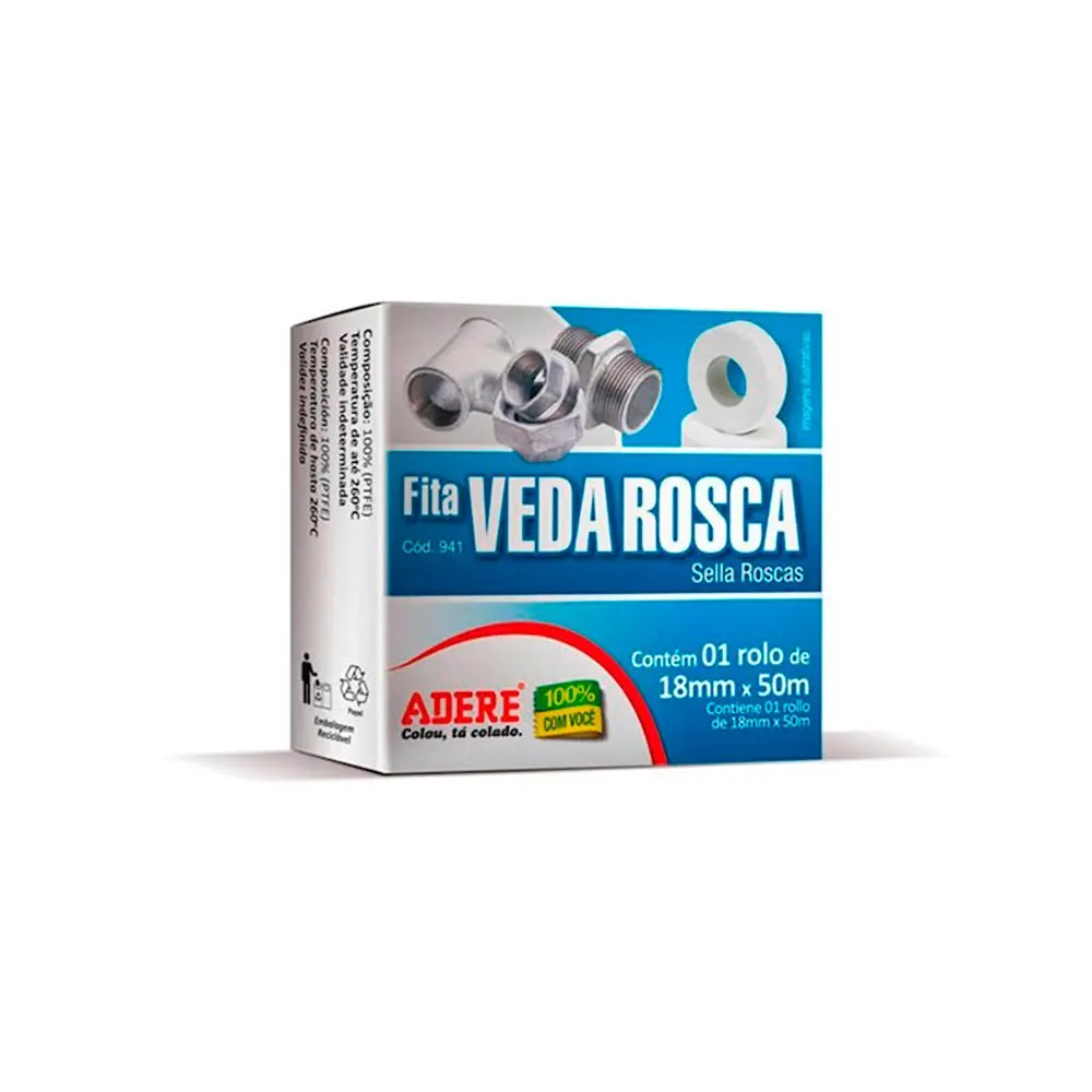 Fita Veda Rosca Branca Adere 941S 18mmx50m
