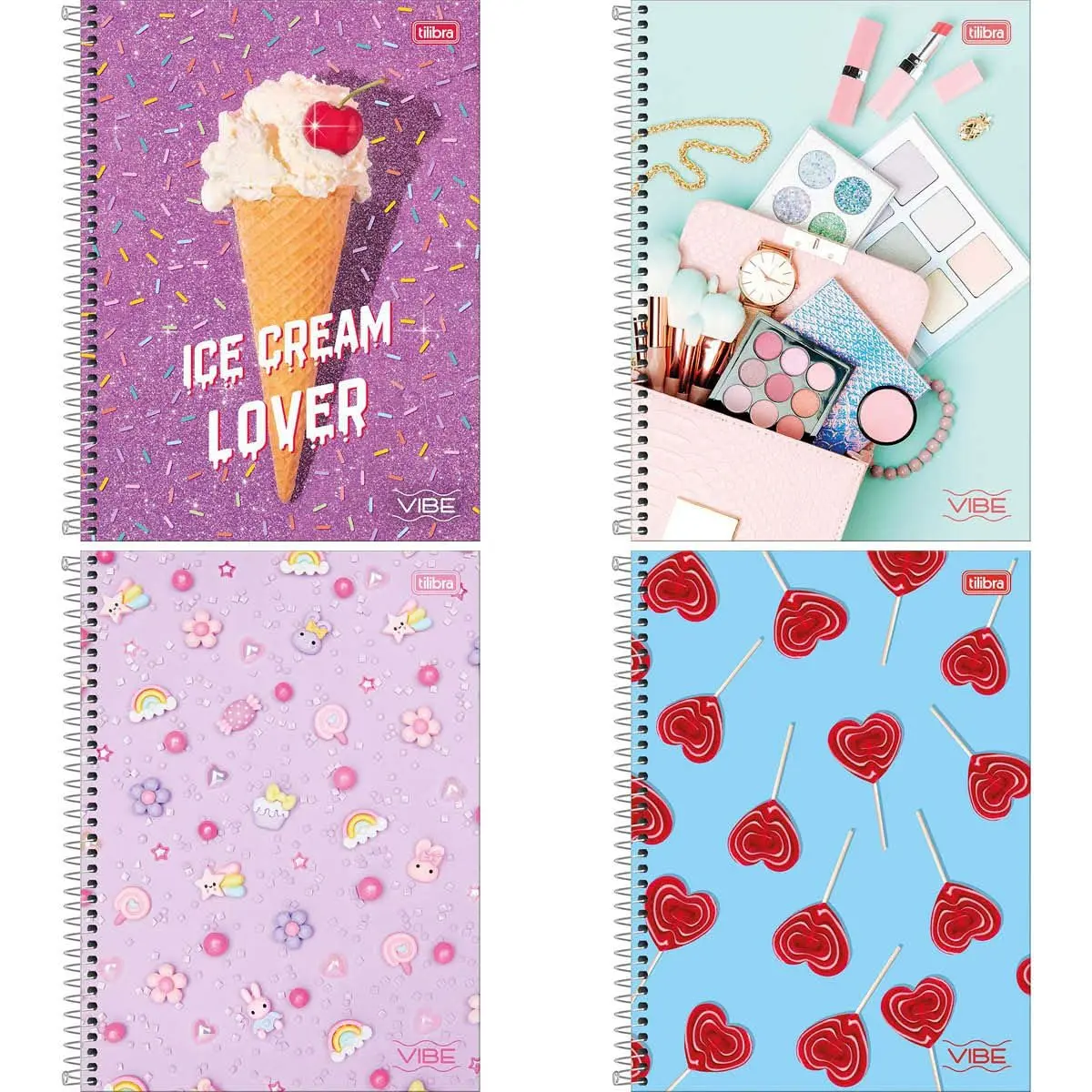 Kit com 2 Cadernos de 16 Matéria, Tilibra, Capa Dura, Vibe Feminino, 256 Folhas, Capas Sortidas - 1