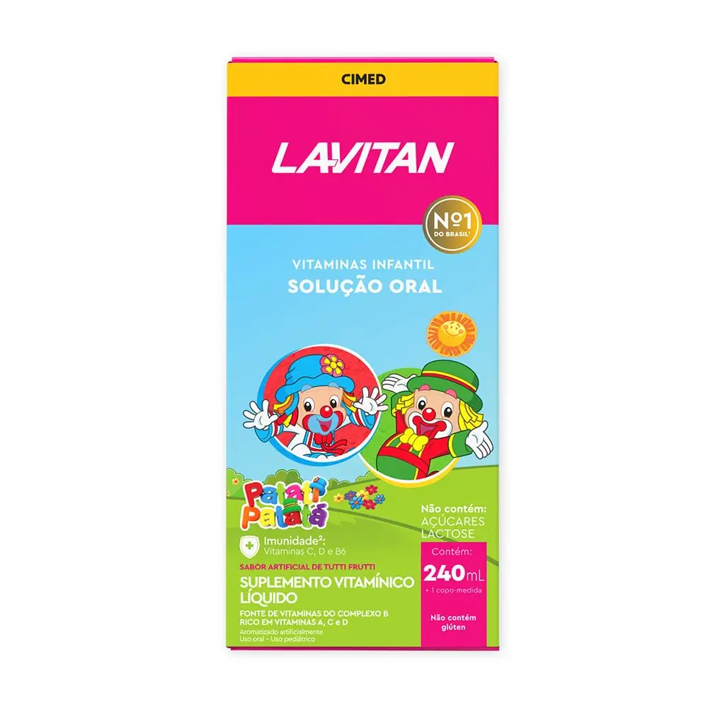 Vitamina Infantil Solução Oral Tutti Frutti, Rosa, Lavitan, 240 ml - 1