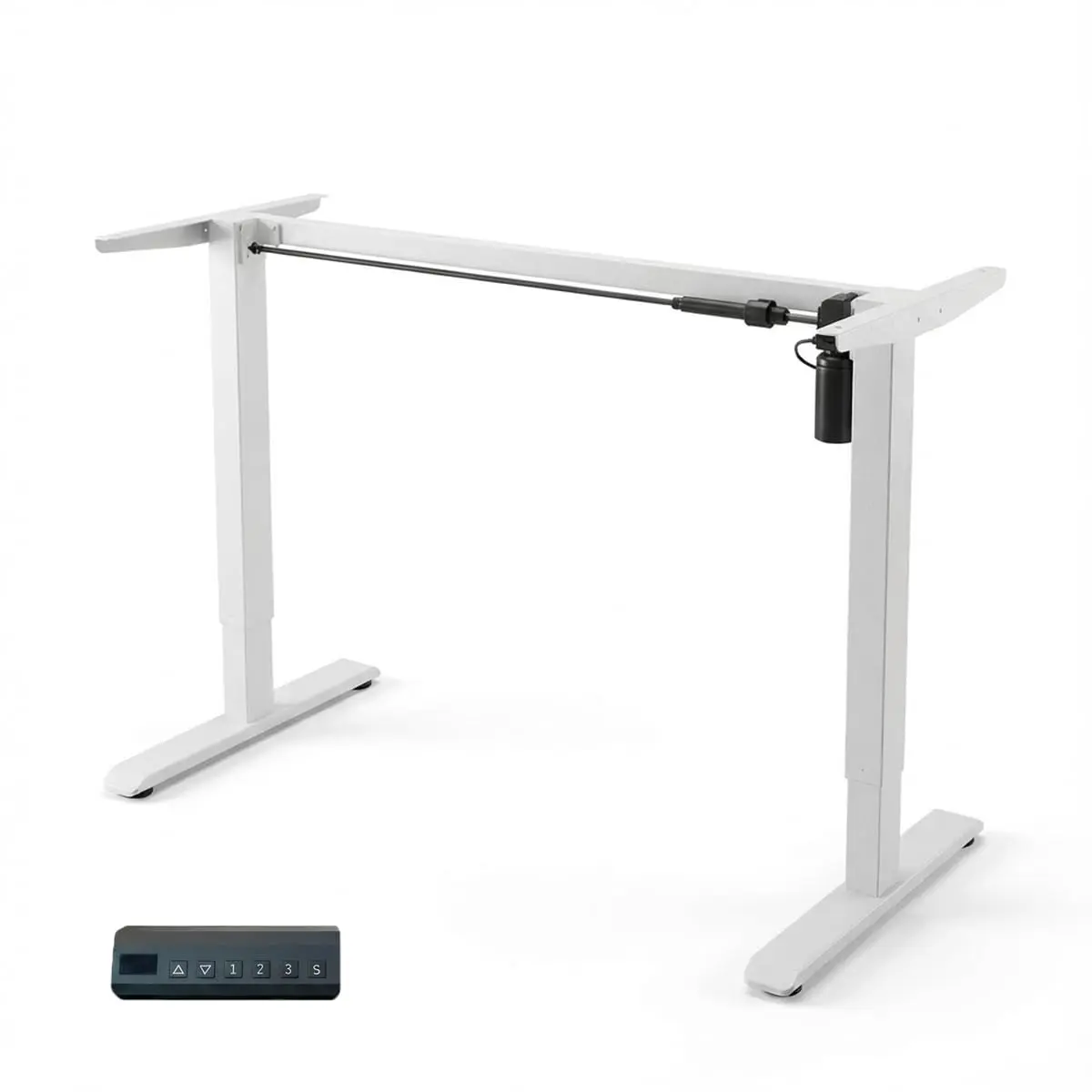 Estrutura de Mesa Elétrica Ajustável para Trabalho em Pé e Sentado – 3 Configurações de Memória, Altura de 72cm a 120cm, Base Ergonômica e Design Silencioso para 110v e 220v(Branco)