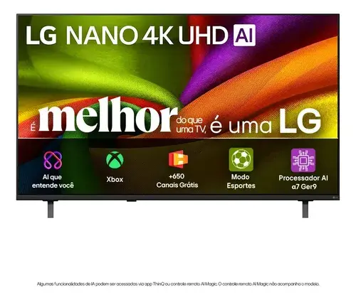 Smart TV 4K 50" LG NANO UHD AI NU850 2026 Processador α7 Ger9 HDR10 Xbox Bluetooth Wi-Fi AI Search Google Gemini webOS 26 - 50NU850BPSA - 1