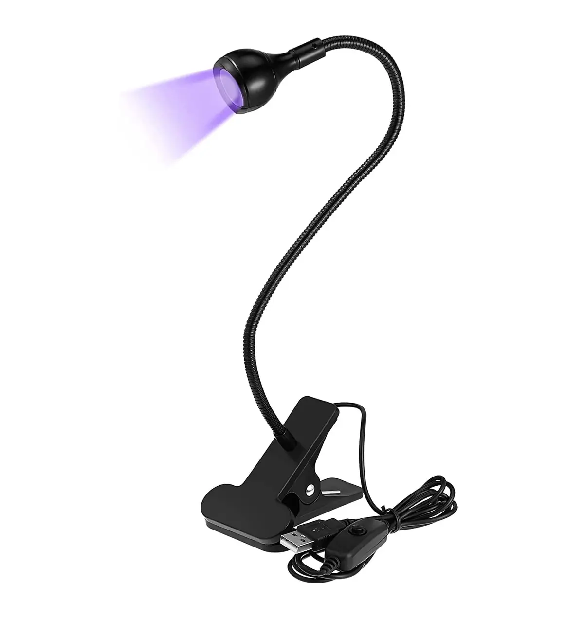 Alisban Luz LED UV, pequena luz UV para unhas de gel, entrada USB de 5 V, lâmpada UV, luz de cura com luminárias e mini lâmpada de unha de pescoço de ganso para cura de unhas em gel (preta, 1 peça)