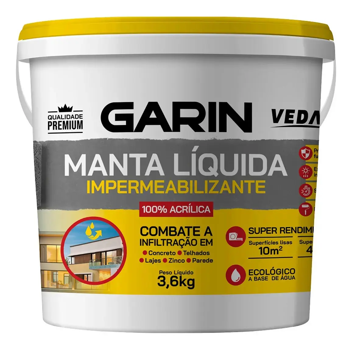Manta Líquida Emborrachada Impermeabilizante 3,6kg - 1