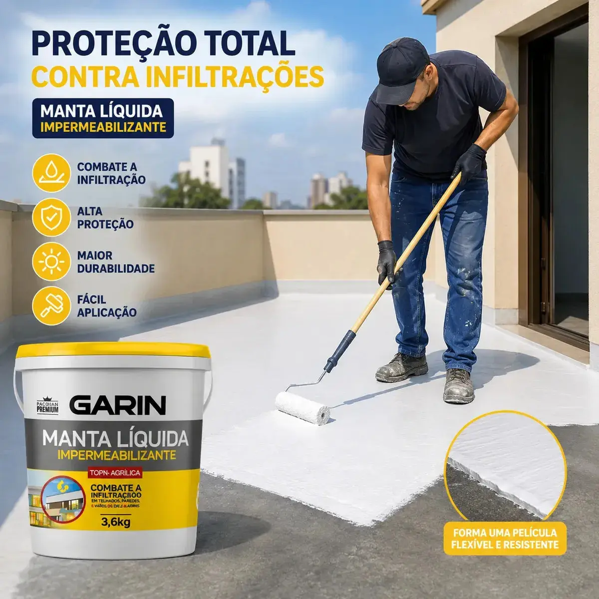 Manta Líquida Emborrachada Impermeabilizante 3,6kg thumbnail 2