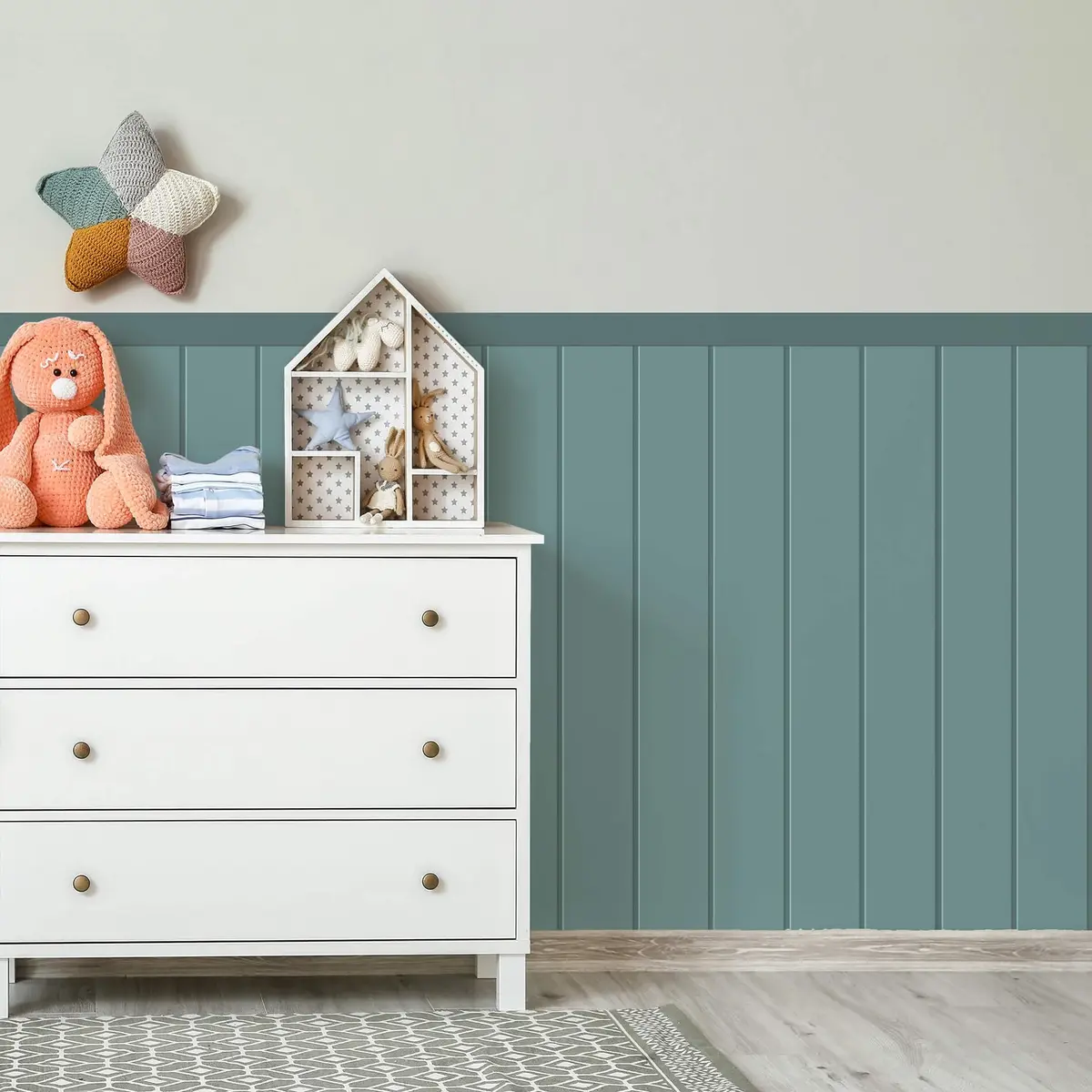 Adesivo de Parede Infantil Cerca Cerquinha Decorativa (Ripada Verde Escuro, 50cm de Largura)