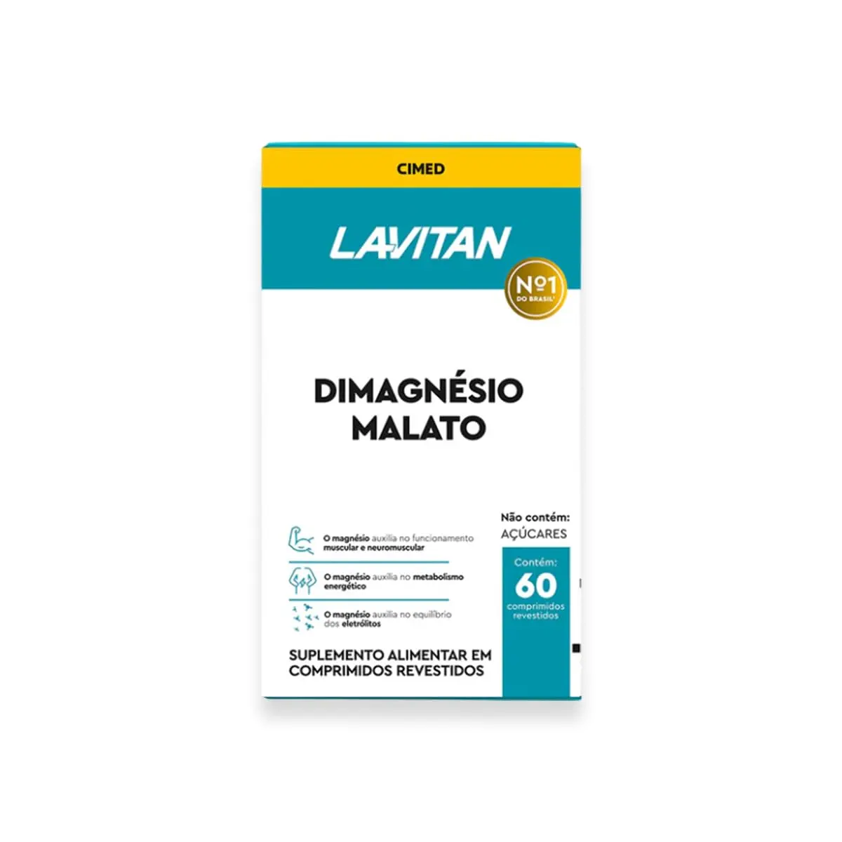 Dimagnésio Malato Lavitan Cimed 60 Comprimidos Revestidos - 1