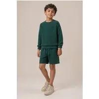 Infantil - Conjunto Bugbee Menino Casaco e Bermuda em Moletom Texturizado Verde
