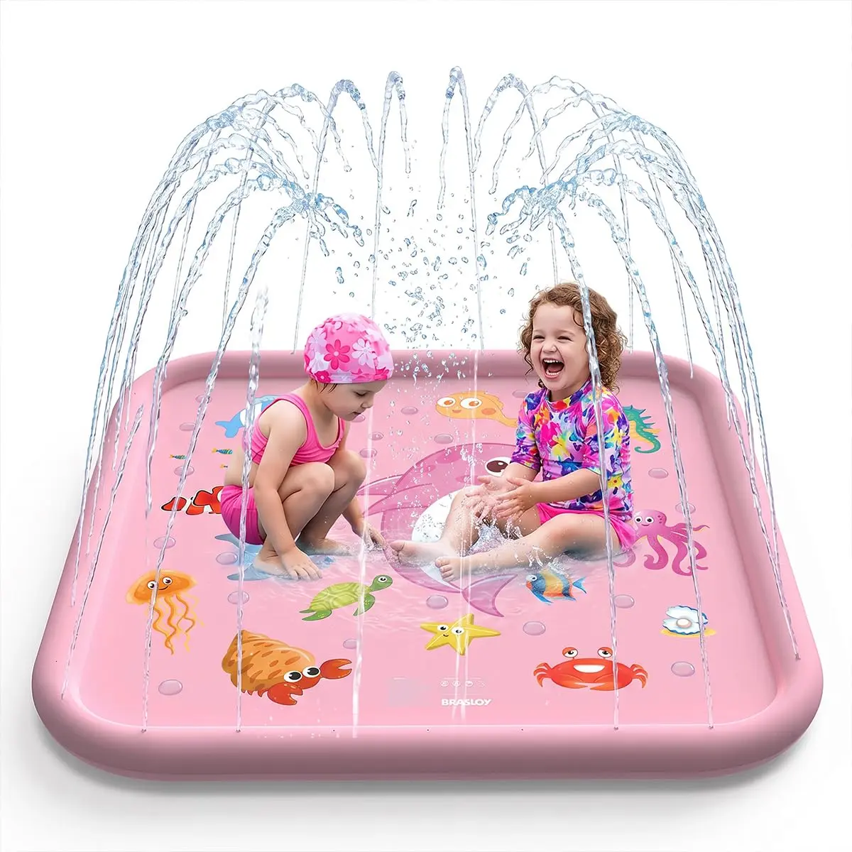 Brastoy Splash Pad Sprinkler Infantil 170cm Golfinho Piscina Inflável (Rosa Golfinho)