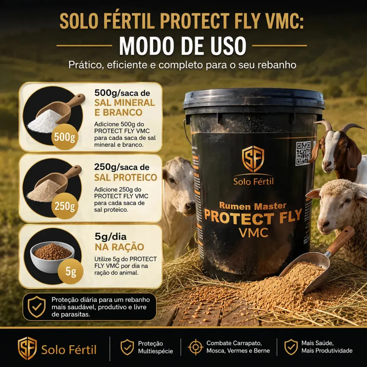 Protect Fly Vermifugo Combate Carrapato Mosca Vermes 2kg thumbnail 3