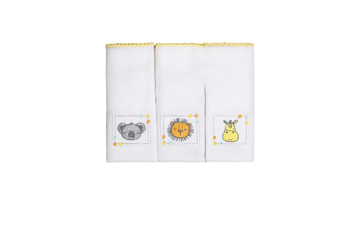 Papi Textil Fralda Bordados Karinho 70Cm X70Cm Contem 03 Un - 1