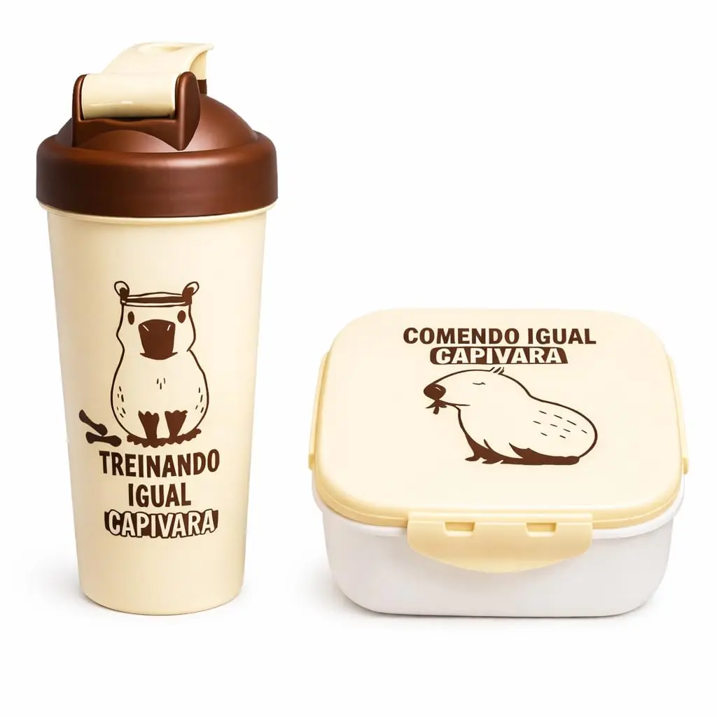 Marmita Capivara com Compartimentos + Garrafa Capivara Shakeira 600ml | Livre de BPA