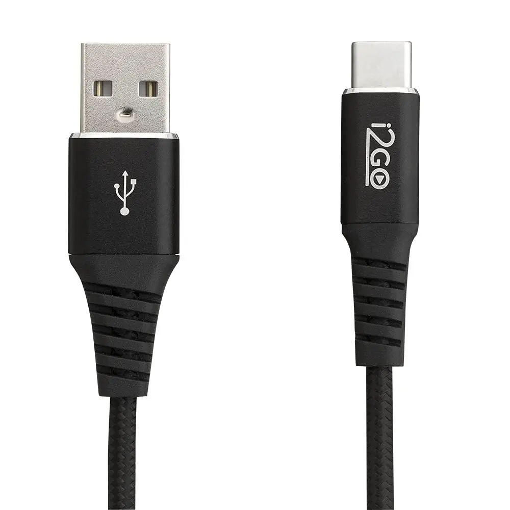 Cabo USB-C I2GO 2m 3A Nylon Trançado Preto - I2GO PRO - 1