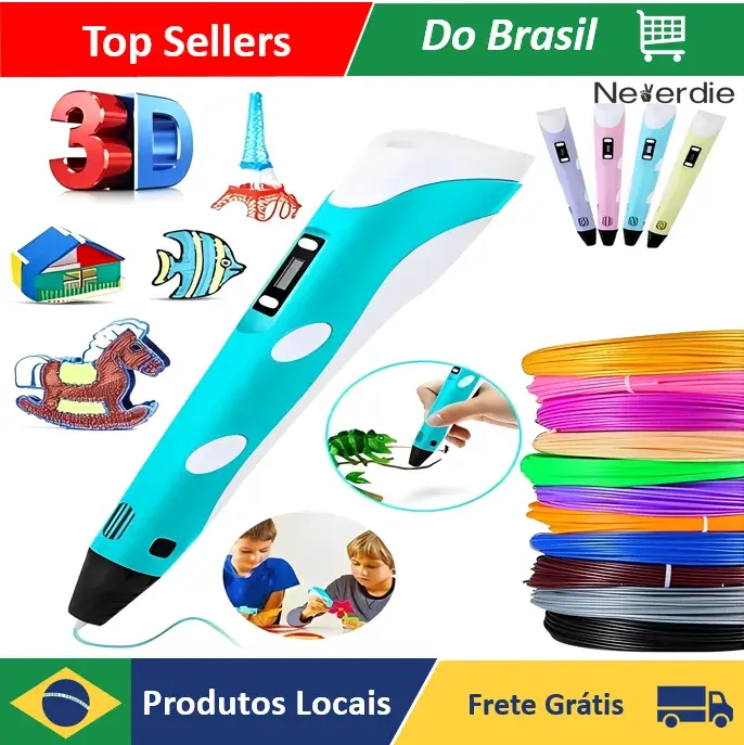 Caneta Impressora 3d Com Filamento Abs + Filamentos Extra - Neverdie Store - 1