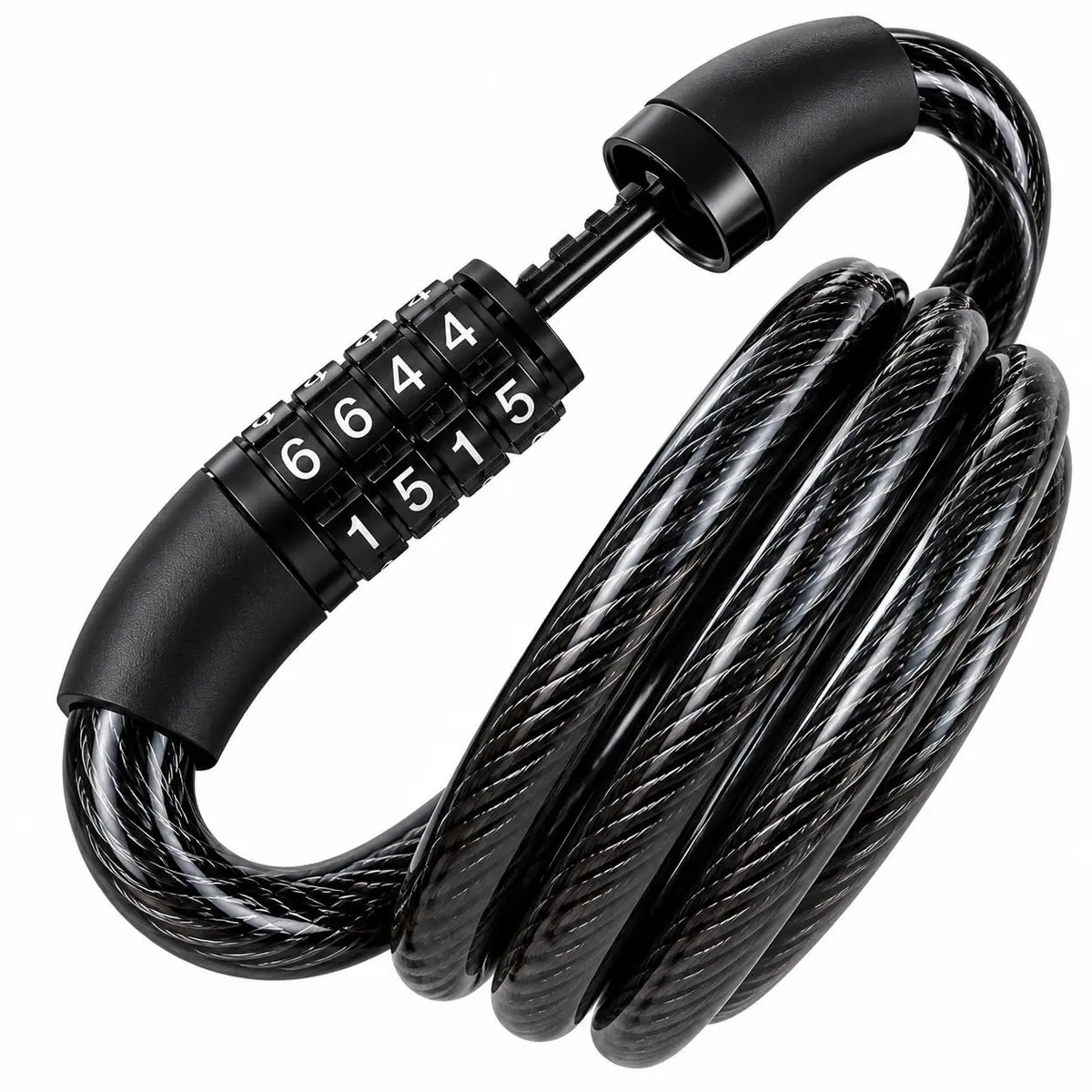 Cadeado para Bicicleta com Senha - Trava Numérica 1 Metro Bike Moto Preto | Cabo de Aço Flexível; Revestimento em PVC; Combinação Ajustável; Ideal Para Uso em Equipamentos; Leve e Fácil