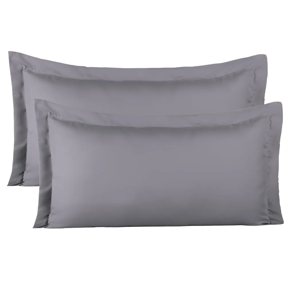 Kit 02 Fronhas para Travesseiro 90x50cm em Micropercal 200 Fios Tamanho Especial – Macia, Resistente e Fácil de Lavar (Cinza)