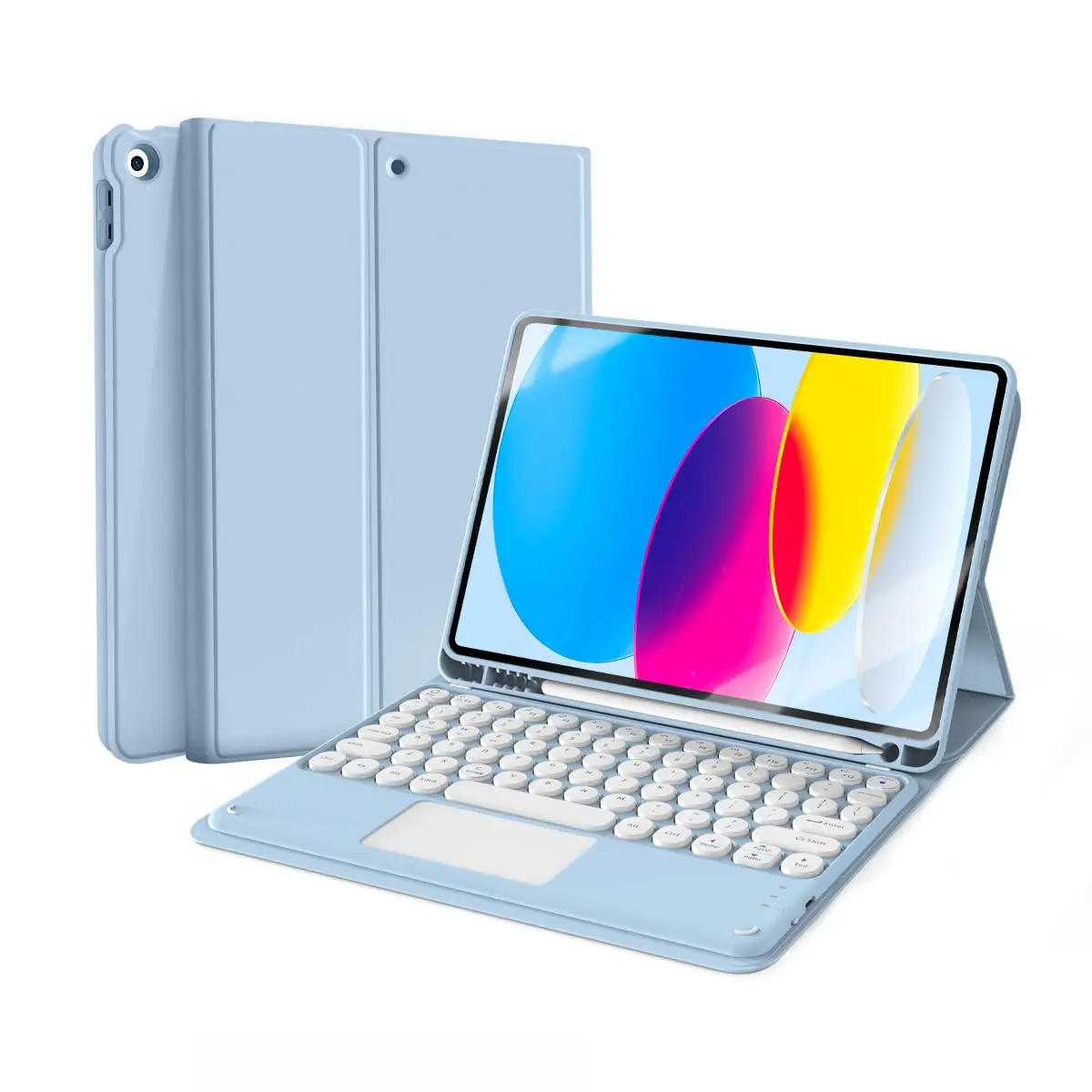 WB Capa com Teclado e trackpad para iPad 10ª e 11ª Geração 10.9" Polegadas com Auto Hibernação (Azul)
