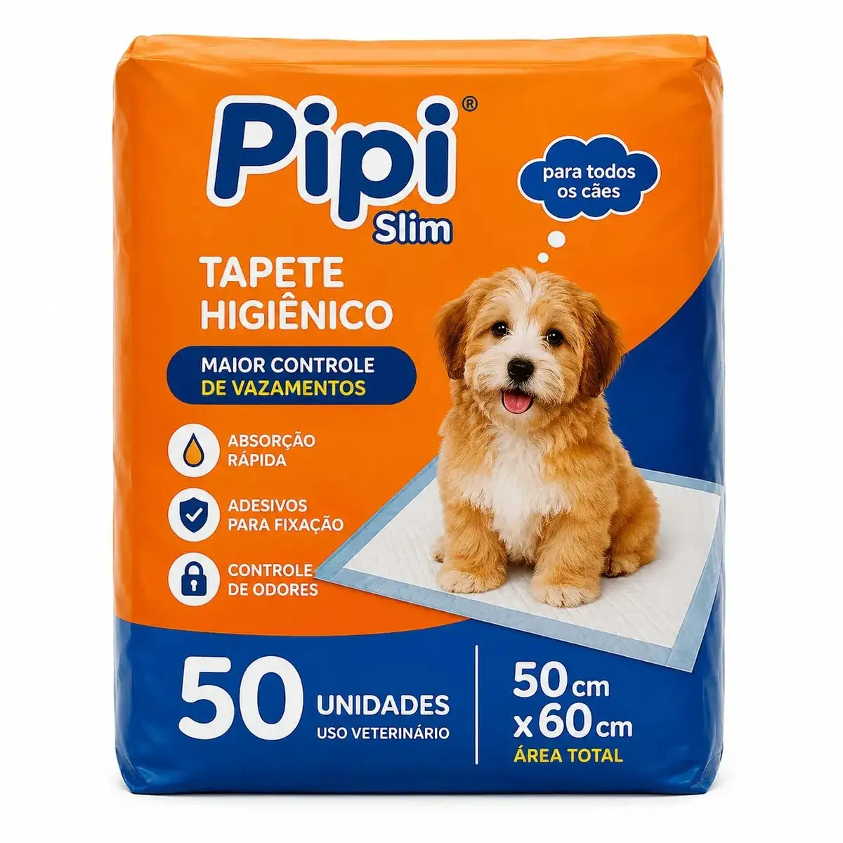 Tapete Higiênico para Cães Gatos Pets Manta Absorvente 50 Unidades 50x60 cm Absorção Rápida PawSoft Premium - 1