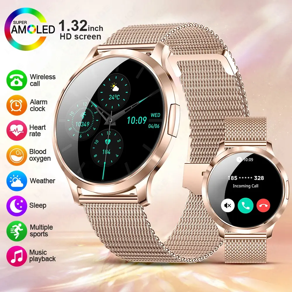 LIGE 2025 Novo Relógio Inteligente Para Mulheres AMOLED HD Tela Relógios IP68 À Prova D 'Água Monitor de Freqüência Cardíaca Senhoras Utra-fino Smartwatch - 1