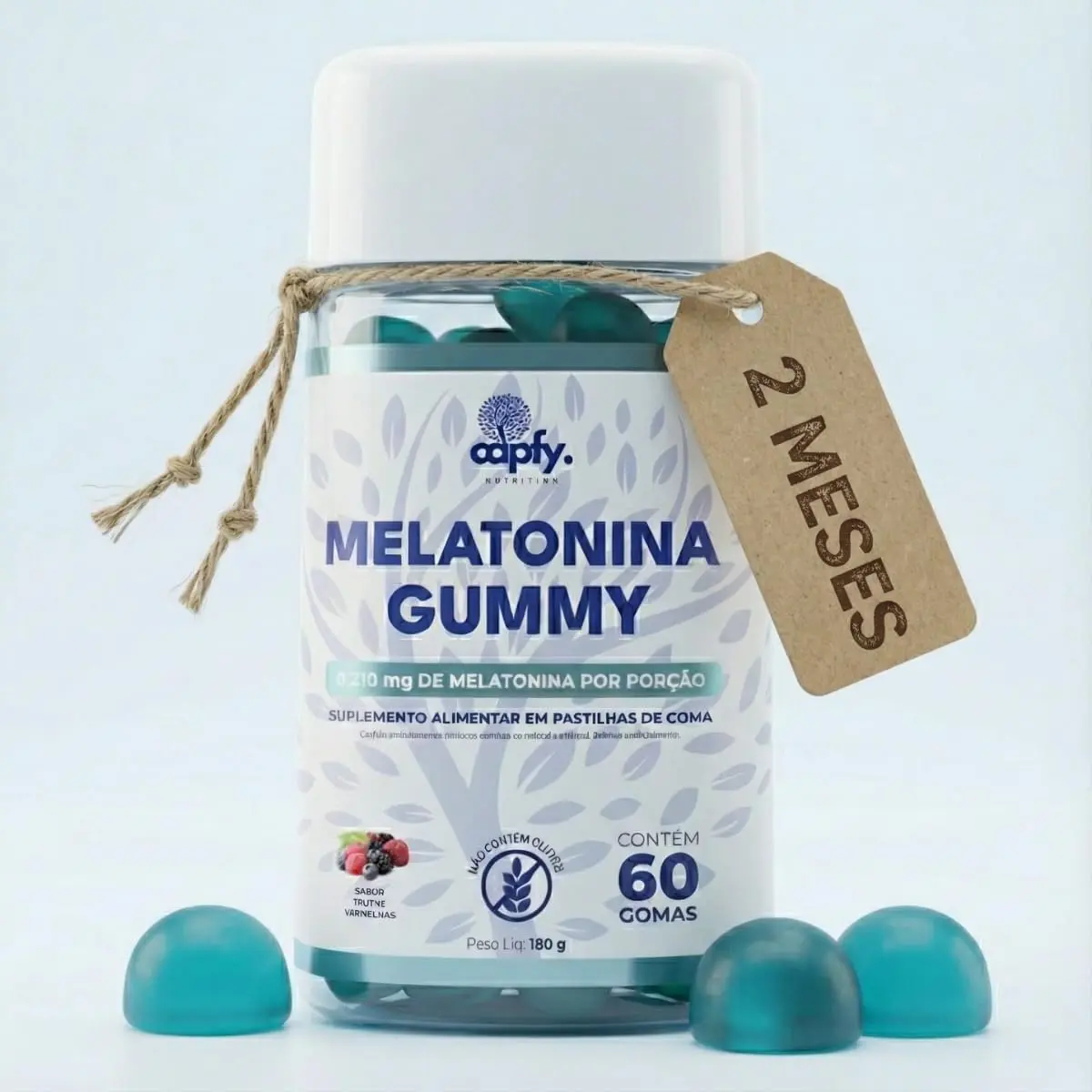 Melatonina Gummy 2 Meses 60 Gomas Mastigável Sabor Frutas Vermelhas 210mcg Capfy Nutrition