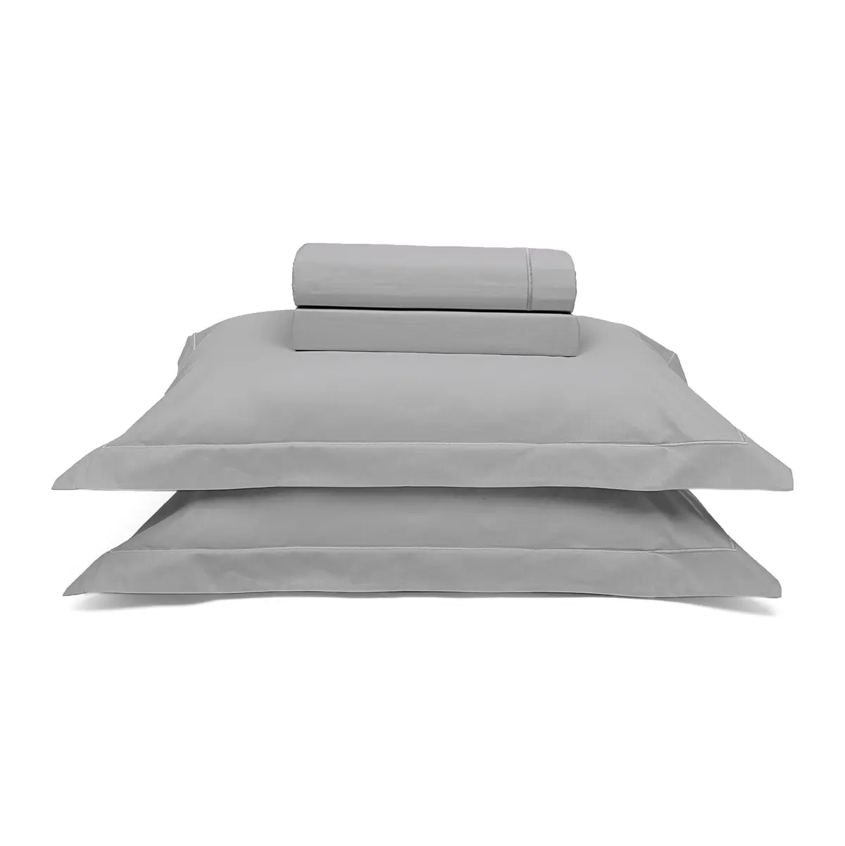 Buettner Jogo de Cama 230 Fios Reffinata Color Ponto Royal Queen Metal 4Pçs | Percal 230 Fios 100% Algodão Toque Acetinado Fronha e Sobre Lençol com Bordado Ponto Royal