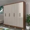 Guarda-Roupa Bartira Porto com 8 Portas e 4 Gavetas - 219,2 de largura - Avelã/Capuccino