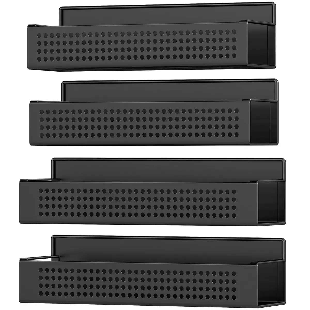 SONGMICS Prateleiras Magnéticas para Temperos,2 Prateleiras Grandes e 2 Pequenas, Prateleira de Cozinha para Geladeira, Micro-ondas, Máquina de Lavar, Preto Tinta BRKCS061B01