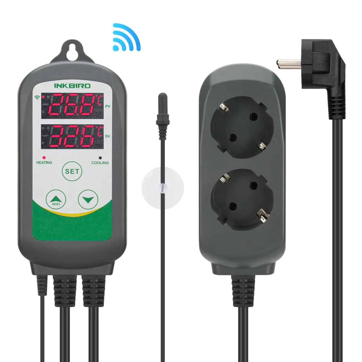 INKBIRD-Inteligente Calibrável Aquecimento e Resfriamento Temperatura Controller, Termostato com Waterproof Aquarium Probe, ITC-308-WIF - 1