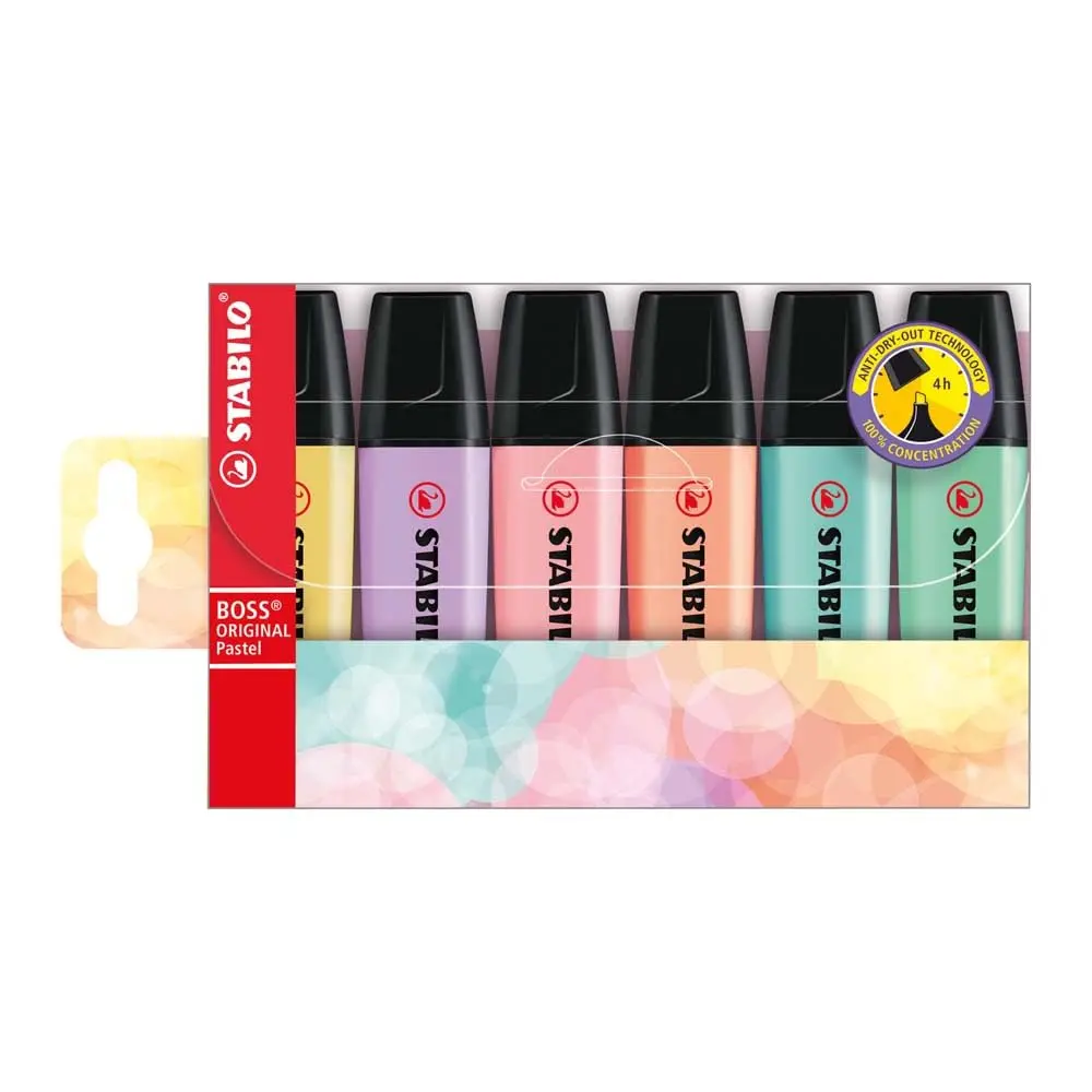 STABILO BOSS ORIGINAL Pastel Marca Texto - Estojo com 6 unidades – Em 6 cores
