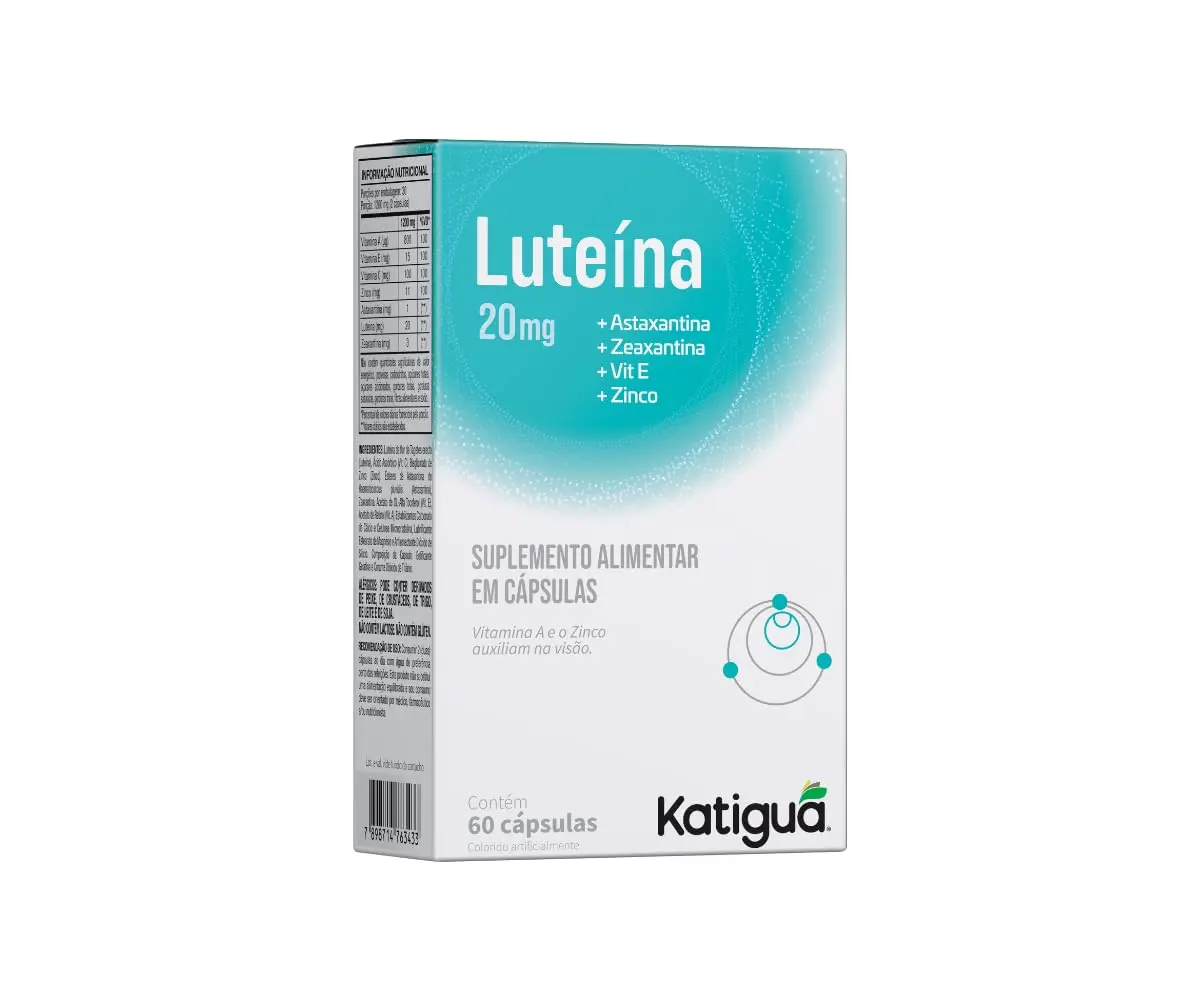 Katiguá, Luteína, Com Astaxantina, Zeaxantina, Vitamina E, Zinco, Sem Sabor, 60 Cápsulas rígidas • 30 doses - 1