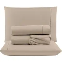 Jogo Cama Lençol Casa Scarpa Unique King Micro Percal 400 Fios Ponto Palito 4 Peças - Avelã - 1