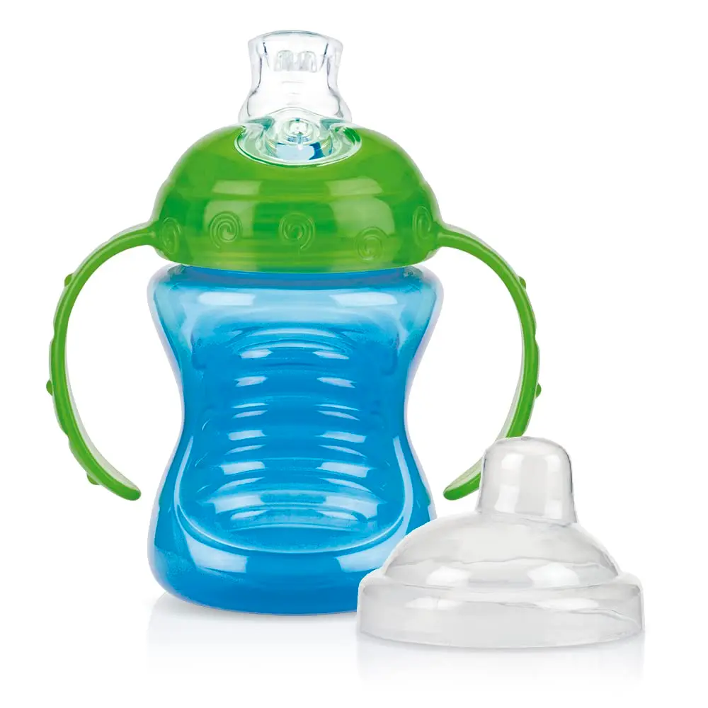 Nûby Copo Com Alça E Bico De Silicone Azul Azul | Material resistente a impactos, Antivazamento, antiodores, tampa higiênica - 1