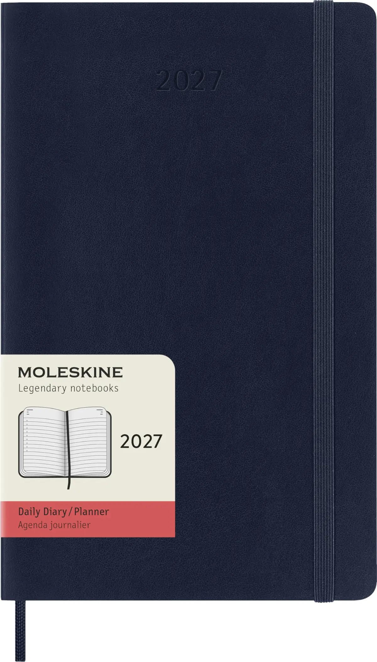 Moleskine Agenda diária clássica de 12 meses 2027, capa macia, grande (12,7 cm x 21 cm), azul safira, 400 páginas