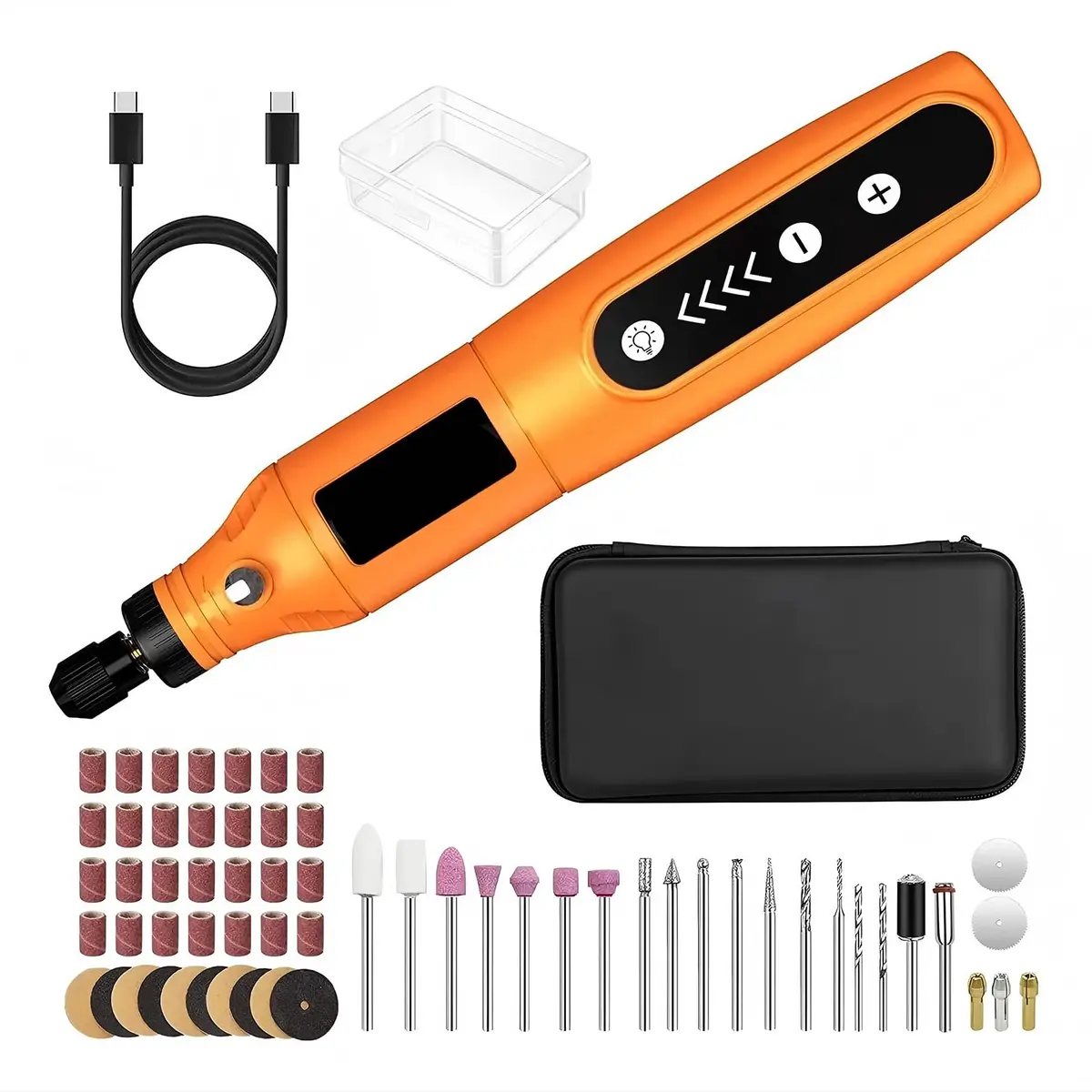 Mini Micro Retífica Sem Fio 3.7 V, Mini Retífica com 66 Acessórios e Maleta, 5 Velocidades, Mandril 2.3 mm, Recarregável USB, para Cortar, Lixar, Polir, Artesanato DIY e Gravar