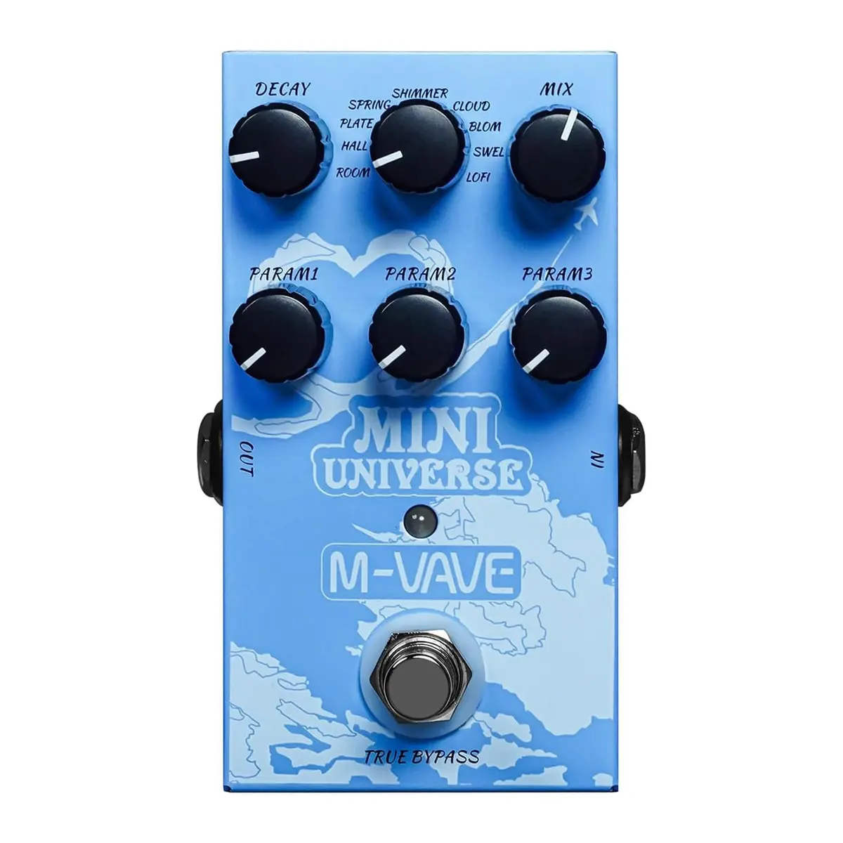 M-VAVE VEDO Pedal de efeitos de reverberação Mini Universe para guitarra elétrica, design True Bypass para guitarra, estojo de metal, fácil de operar 9 tons universais de reverberação, cordas - 1