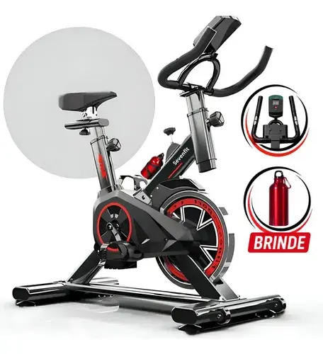 Bicicleta Ergométrica Bike Spinning 6kg Sensação Inércia Fitness Preto E Vermelho Sevenfit Para Cardio E Musculação - 1