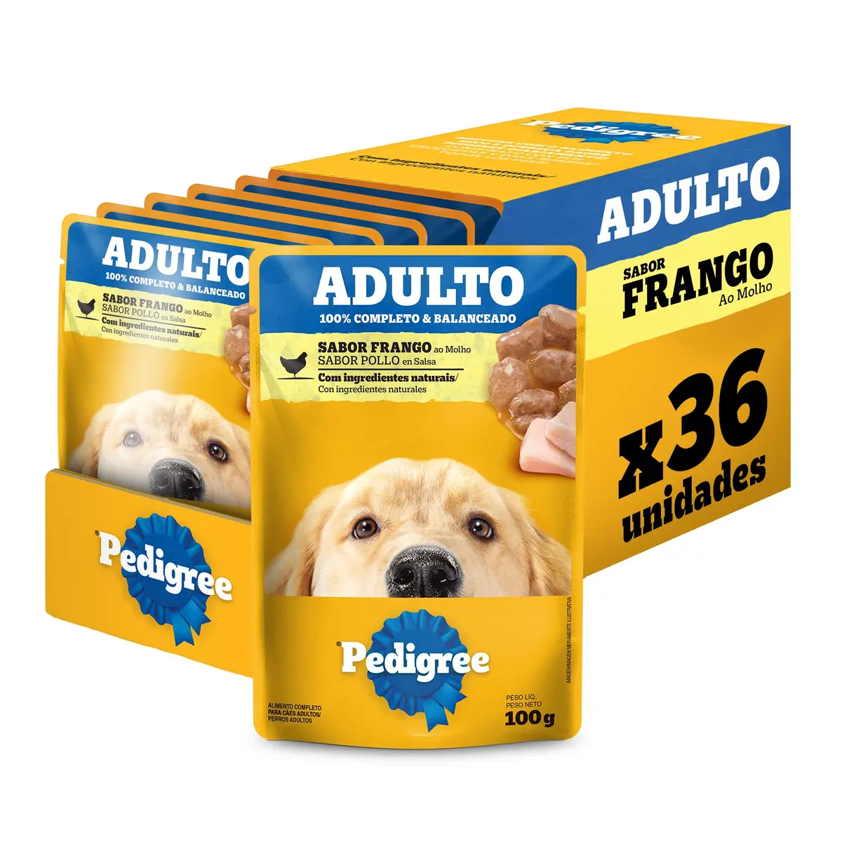 Pack Ração Úmida Pedigree Sachê Frango ao Molho para Cães Adultos 100 g - 36 unidades - 1