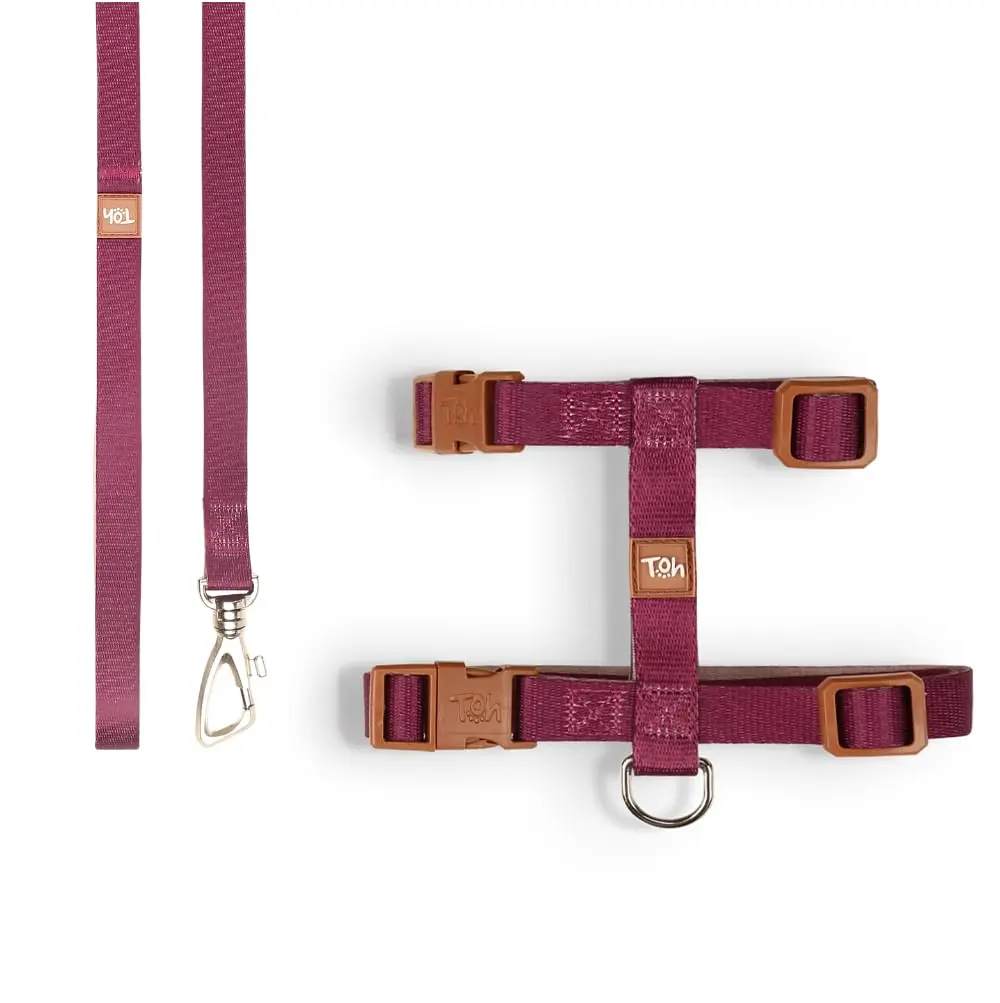 Conjunto de Peitoral H para Gatos Toh, U, Bordô-Caqui - 1