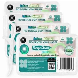 Fio Dental com Haste 2 em 1 Kit 200/400 Unidades Fangs Clean Deepcare Sabor Hortelã Air | Floss Picks, Palito Interdental Macio e Resistente, Cabo Ergonômico Antideslizante, Limpeza Profunda, Uso Diário e Viagens (16,2)