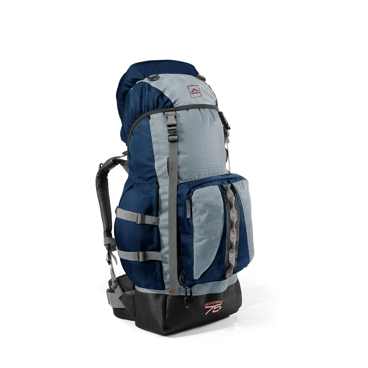 0075 - MOCHILA MONTANHA 75 - MARINHO COM CINZA | Modelo muito resistente, esta cargueira é toda feita em náilon grosso, sendo ideal para uso super pesado e intenso.