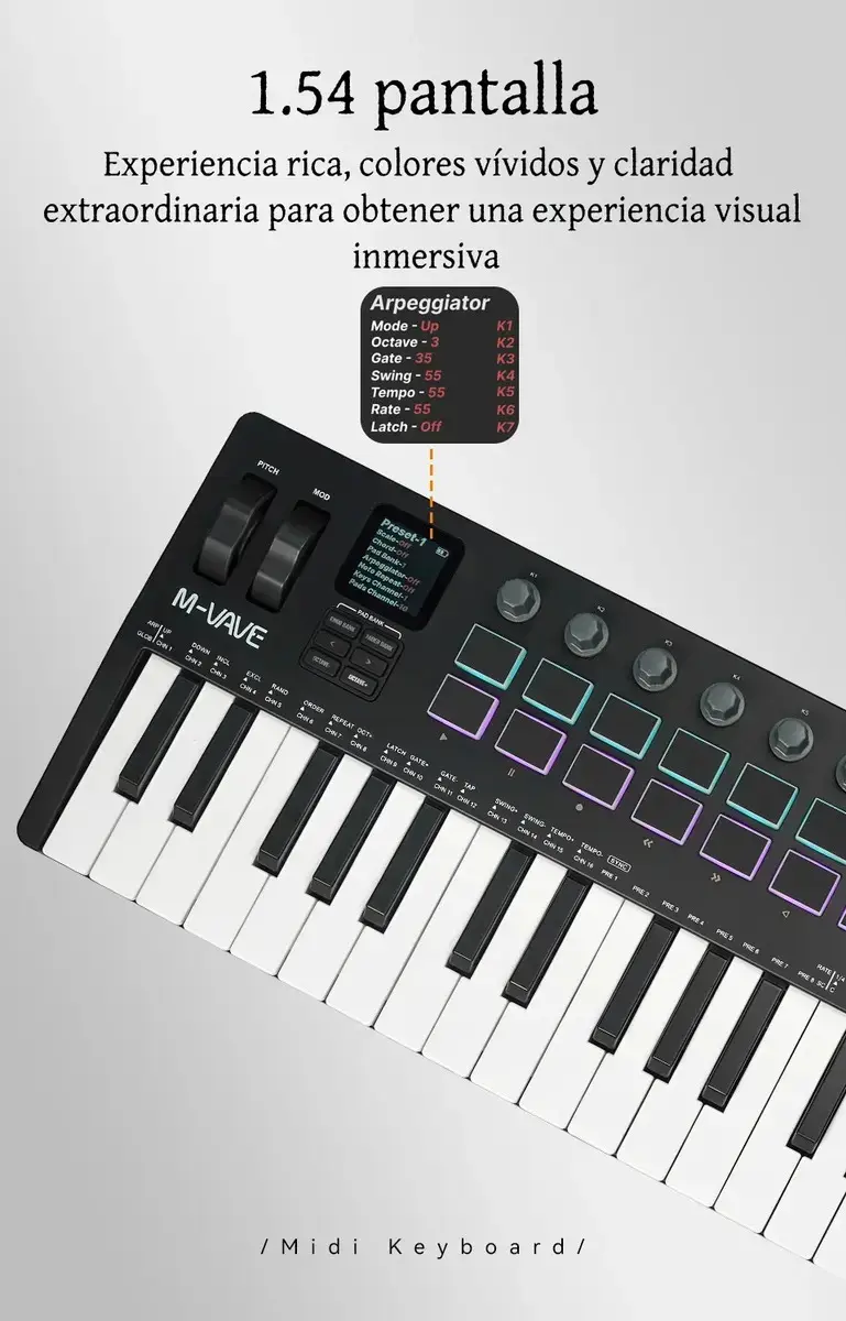 Controlador Midi M-vave Smk-37 Pro Com Almofada De Bateria thumbnail 5