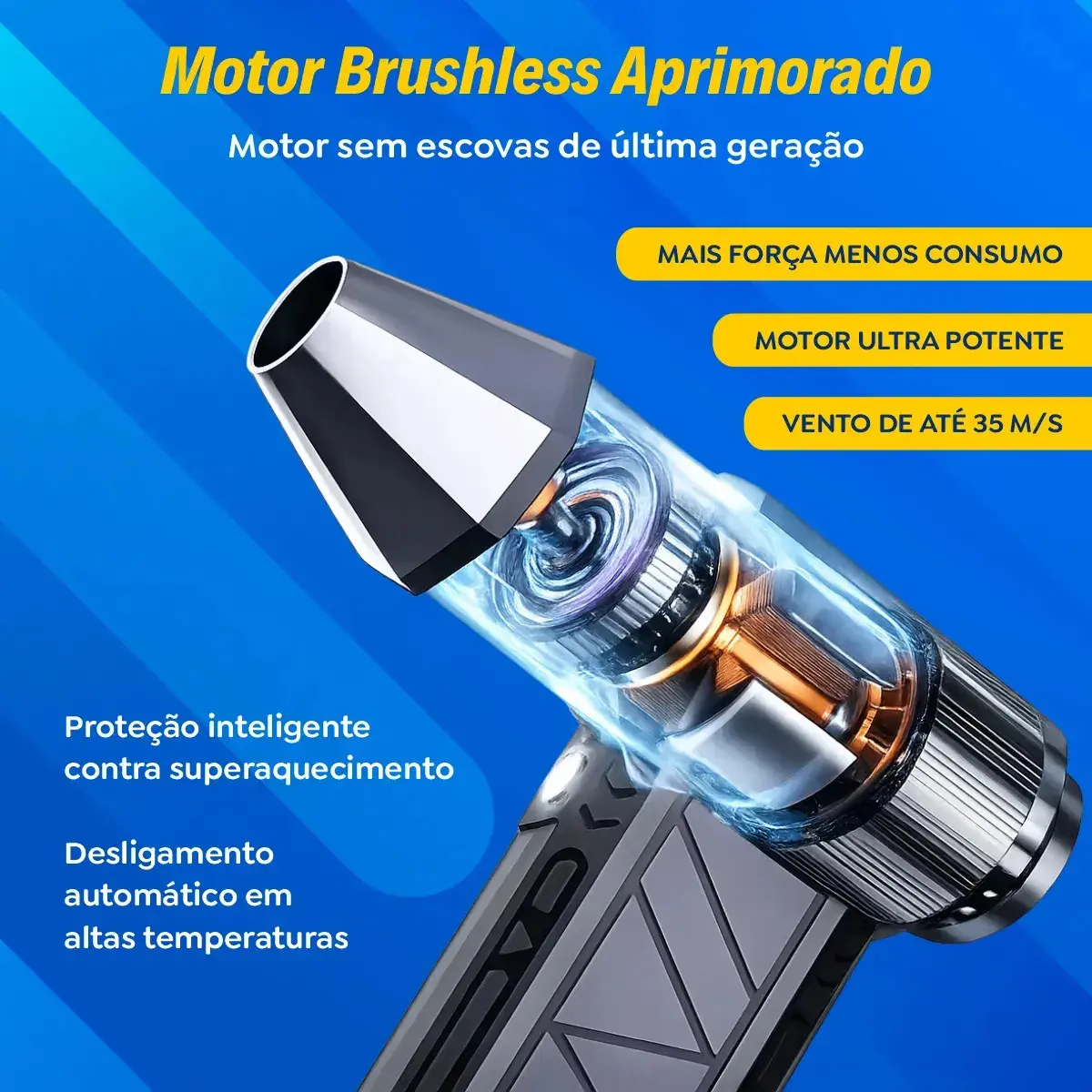 Mini Ventilador Soprador Ar Turbo 130000RPM Sem Fio Recarregável USB 3 Níveis Jato Forte Portátil Multiuso Limpeza Teclado Carro Acende Churrasqueira Simake thumbnail 10