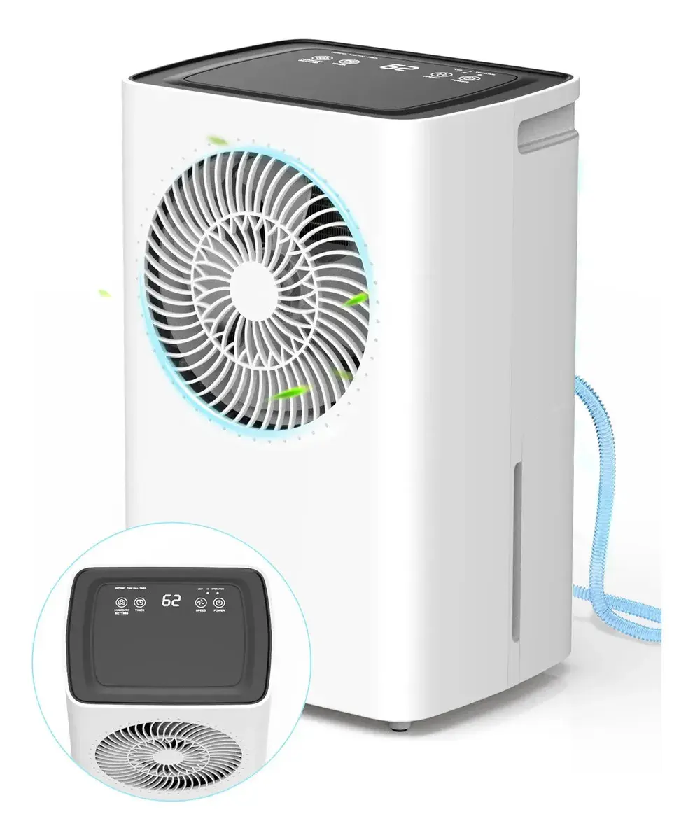 Desumidificador GCZ de 6L para 120m², Compressor Silencioso e Drenagem Contínua Branco