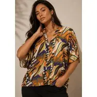 Blusa Amazonia Vital Gola V Manga Curta Estampa cores Vibrante - 1